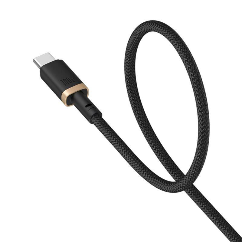 Cablu Date si Incarcare USB-C - USB-C Baseus Dura Series pentru MacBook, 100W, 2m, Auriu - Negru P10377803U01-02