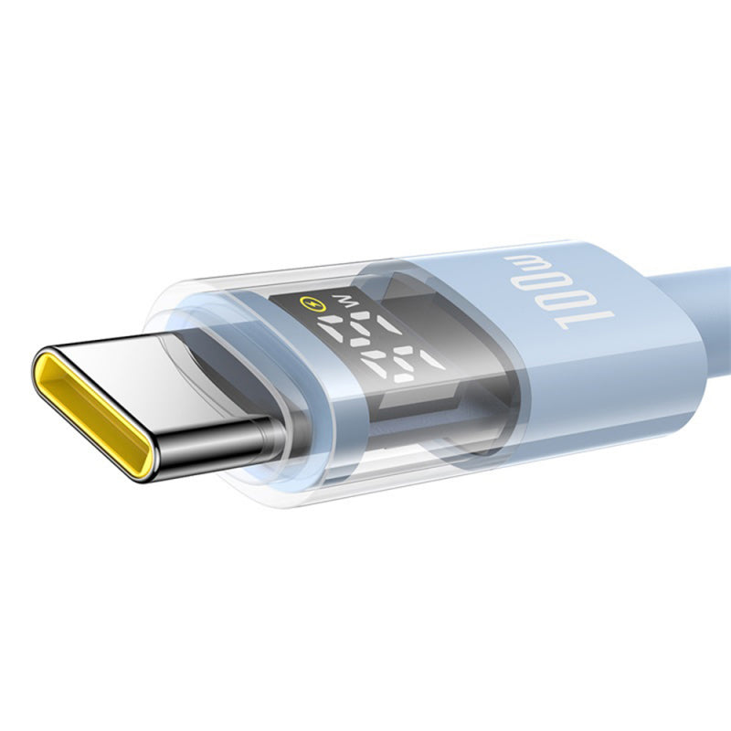 Cablu Date si Incarcare USB-A - USB-C Baseus Display 2, 100W, 1m, Albastru P10382701311-00