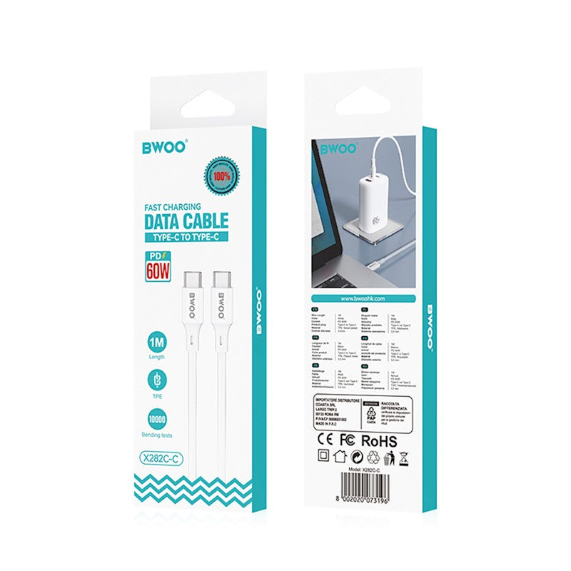 Cablu Date si Incarcare USB-C - USB-C BWOO X282, 60W, 1m