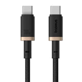 Cablu Date si Incarcare USB-C - USB-C Baseus Dura Series pentru MacBook, 100W, 2m, Auriu - Negru P10377803U01-02