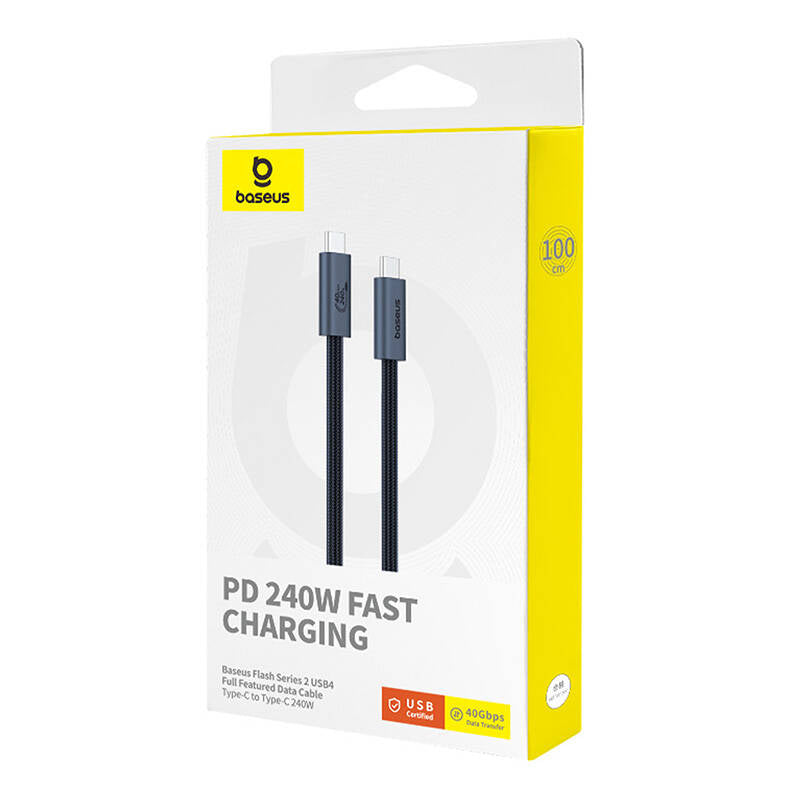 Cablu Date si Incarcare USB-C - USB-C Baseus Flash Series II, 240W, 1m, Negru P10311803111-00