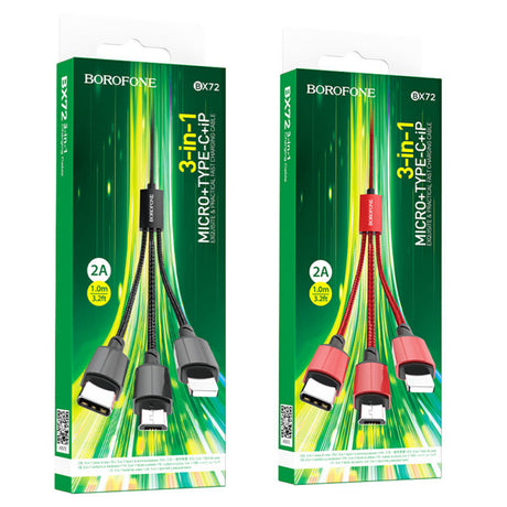 Cablu Incarcare USB-A - Lightning / microUSB / USB-C Borofone BX72, 18W, 1m