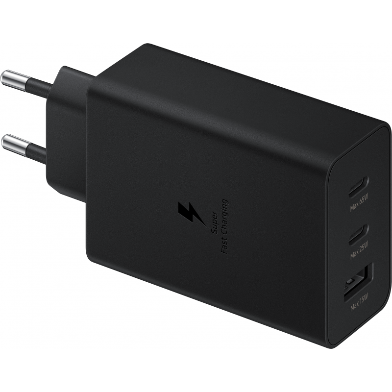 Incarcator Retea Samsung Trio, 65W, 3.5A, 1 x USB-A - 2 x USB-C, Negru EP-T6530NBEGEU