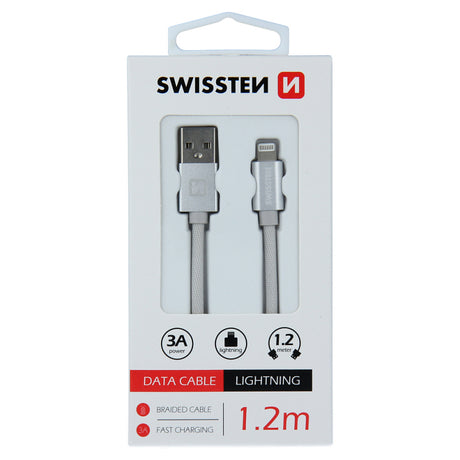 Cablu Date si Incarcare USB-A - Lightning Swissten, 18W, 1.2m, Argintiu 71524203