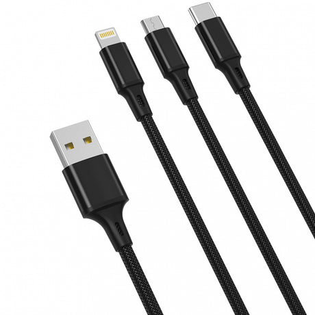 Cablu Incarcare USB-A - Lightning / microUSB / USB-C XO Design NB173, 18W, 1.2m