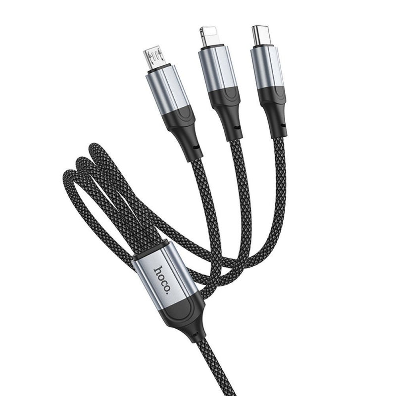 Cablu Incarcare USB-A - Lightning / microUSB / USB-C HOCO X102, 18W, 1m
