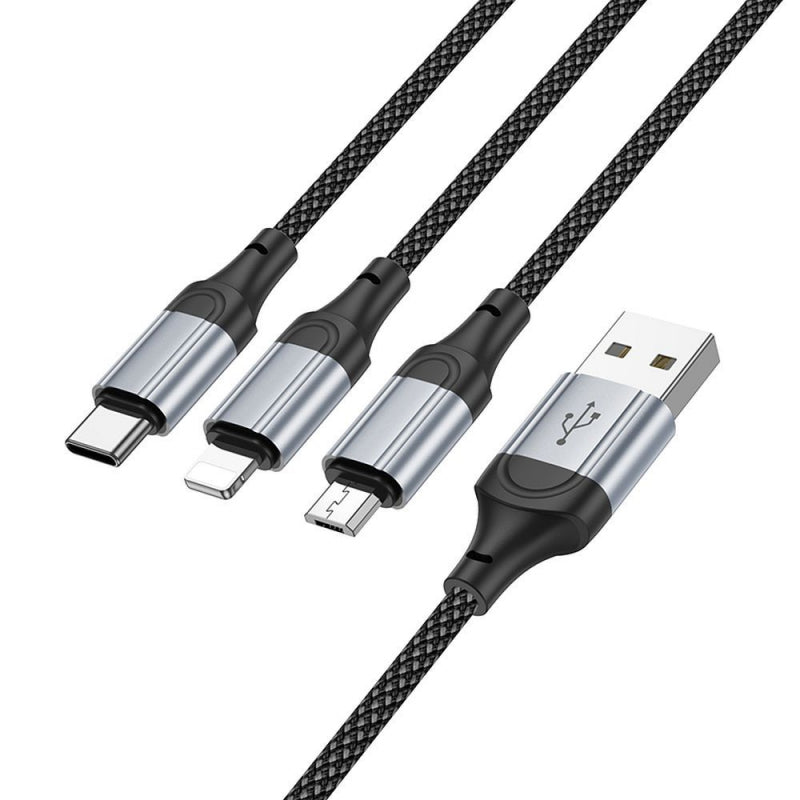 Cablu Incarcare USB-A - Lightning / microUSB / USB-C HOCO X102, 18W, 1m