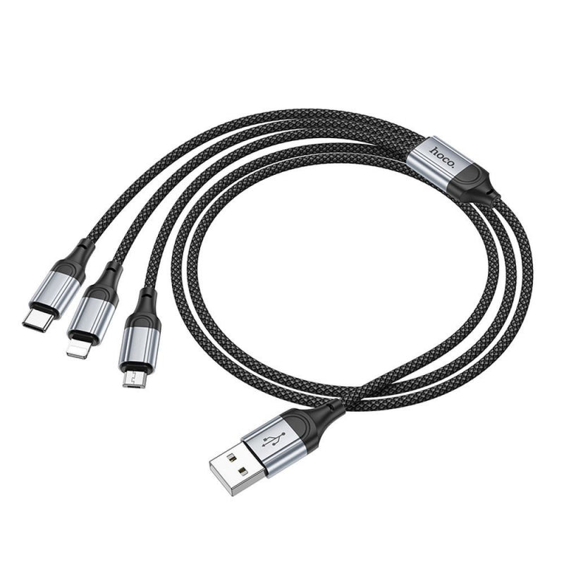 Cablu Incarcare USB-A - Lightning / microUSB / USB-C HOCO X102, 18W, 1m