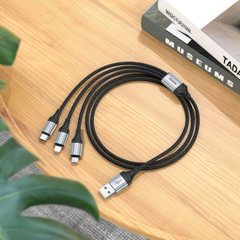 Cablu Incarcare USB-A - Lightning / microUSB / USB-C HOCO X102, 18W, 1m