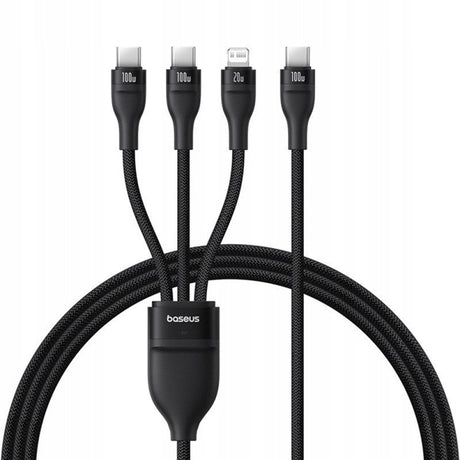 Cablu Incarcare USB-C - Lightning / 2 x USB-C Baseus Flash Series III 3in1, 100W, 1.5m, Negru P10377502111-00