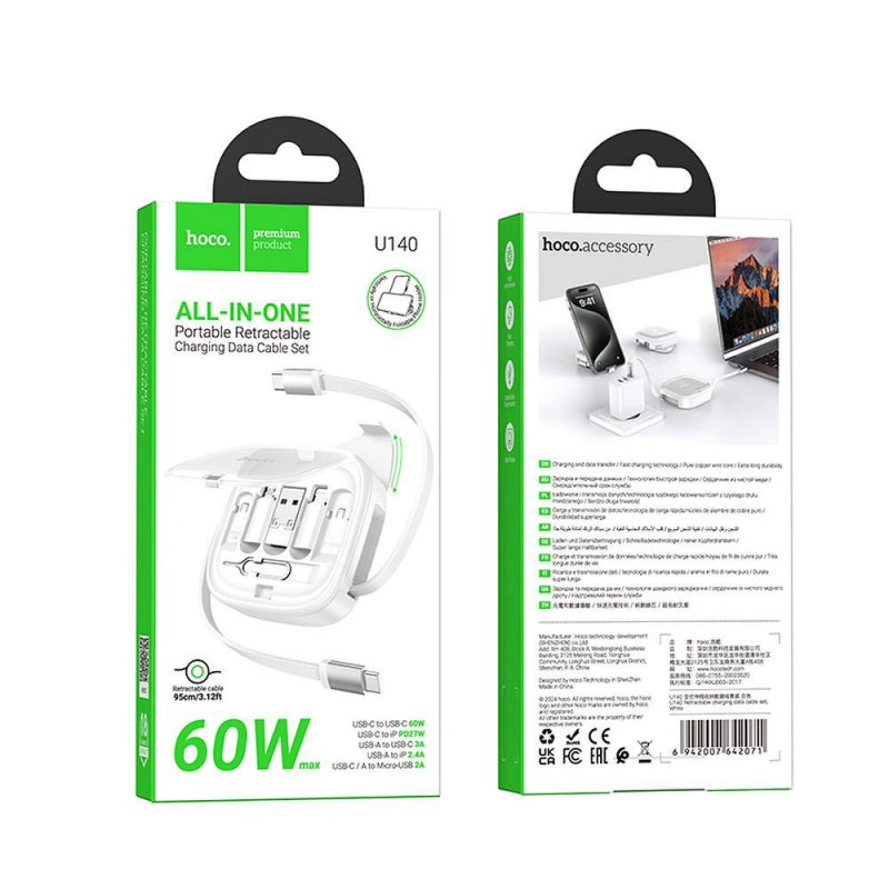 Cablu Date si Incarcare USB-C - USB-C HOCO U140, 60W, 0.95m