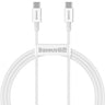 Cablu Date si Incarcare USB-C - USB-C Baseus Superior Series, 100W, 1m, Alb CATYS-B02