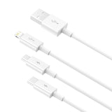 Cablu Incarcare USB-A - Lightning / microUSB / USB-C Baseus Superior Series, 20W, 1.2m, Alb CAMLTYS-02