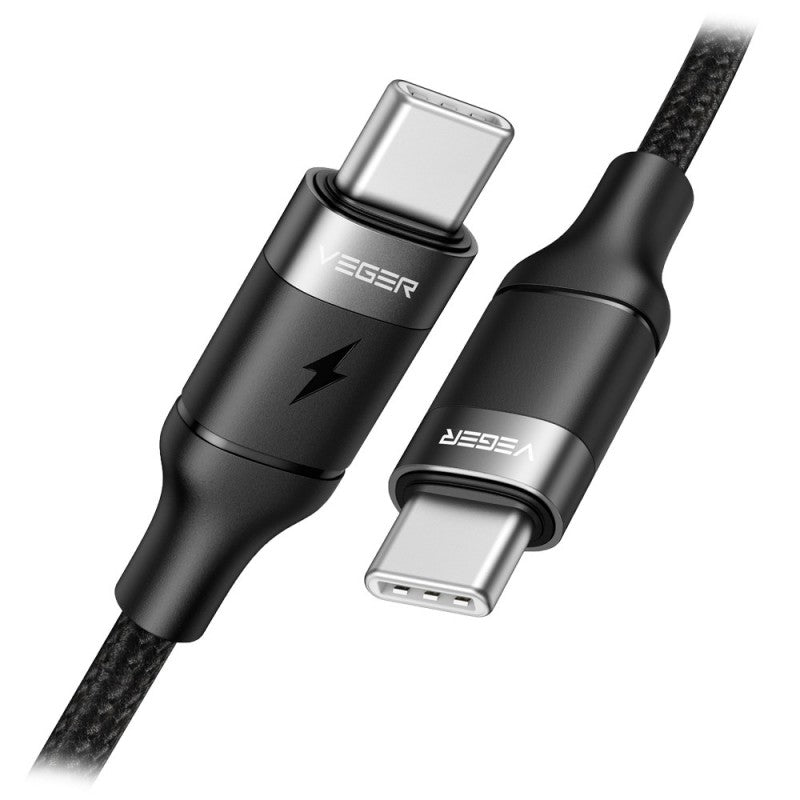 Cablu Date si Incarcare USB-C - USB-C Veger CC02, 100W, 5A, 1.5m, Black