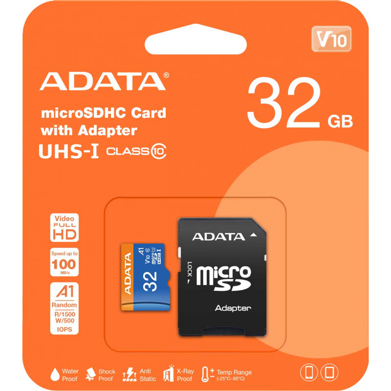 Card Memorie microSDXC Adata, 32Gb, Clasa 10 / UHS-1 U1, Cu Adaptor AUSDH32GUICL10A1-RA1