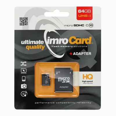 Card de memorie microSD IMRO 32GB / 64GB / 128GB 100MB/s clasa 10 UHS 3 cu adaptor SD