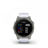 Ceas Sport / Smartwatch Garmin epix (Gen 2), 47mm, ediția Sapphire Titan, curea albă