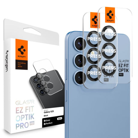 Folie de protectie Camera spate Spigen EZ FIT pentru Samsung Galaxy S25+ S936, Sticla Securizata, Set 2 bucati, Transparenta AGL