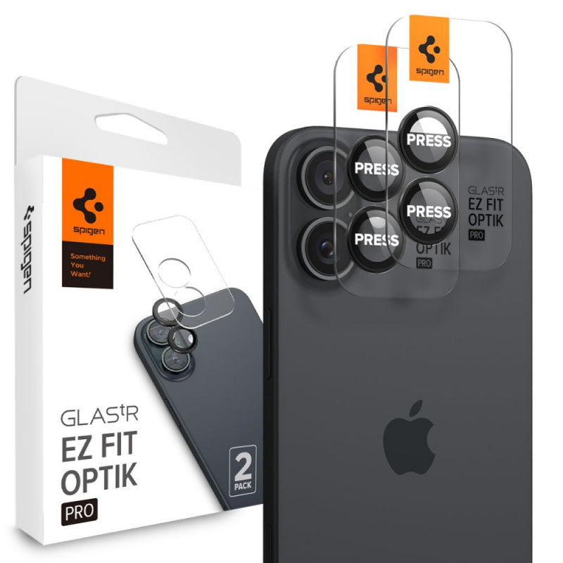 Folie de protectie Camera spate Spigen EZ FIT pentru Apple iPhone 16 Plus / 16, Sticla Securizata, Set 2 bucati AGL07921