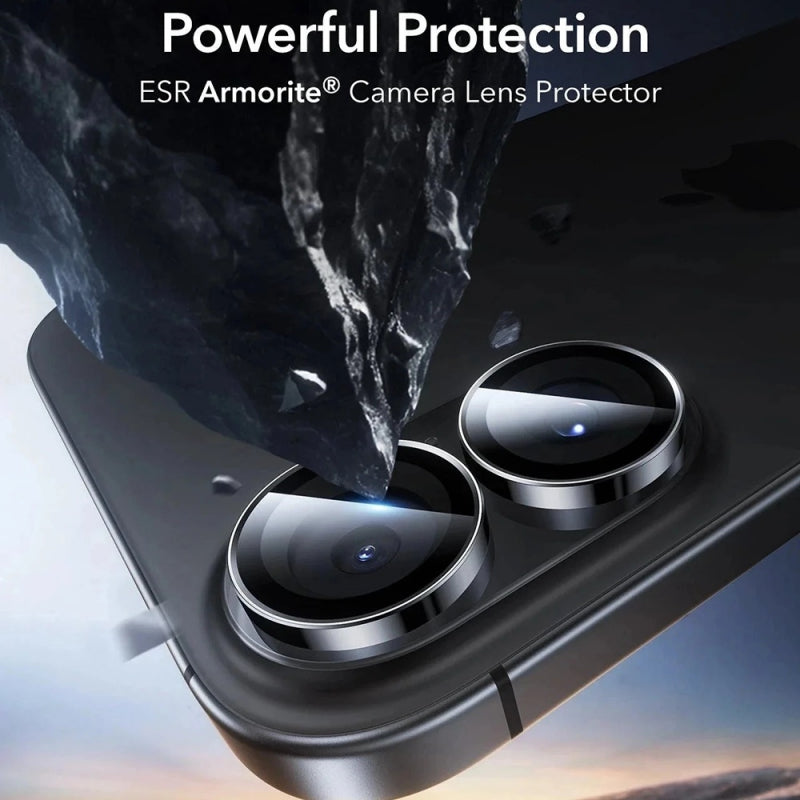 Folie de protectie Camera Spate ESR Armorite pentru Apple iPhone 17 / 16 Plus / 16, Sticla Securizata, Set 2 bucati