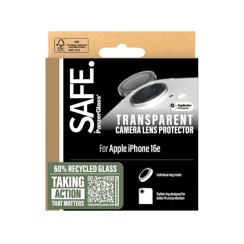 Folie de protectie Camera Spate PanzerGlass Safe. pentru Apple iPhone 16e, Sticla Securiz