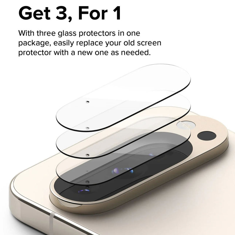 Folie de protectie Camera Spate Ringke pentru Google Pixel 9 Pro, Sticla Securizata, Set 3 bucati