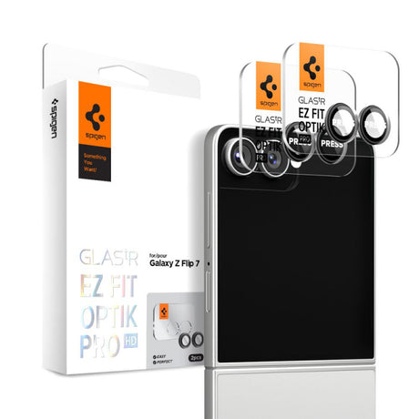 Folie de protectie Camera Spate Spigen GlastR EZ FIT Pro HD pentru Samsung Galaxy Z Flip7 F766, Sticla securizata, Set 2 bucati