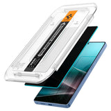 Folie de protectie Ecran Privacy Spigen EZ FIT pentru Samsung Galaxy S25 Ultra S938, Sticla Securizata, Full Glue, Set 2 bucati