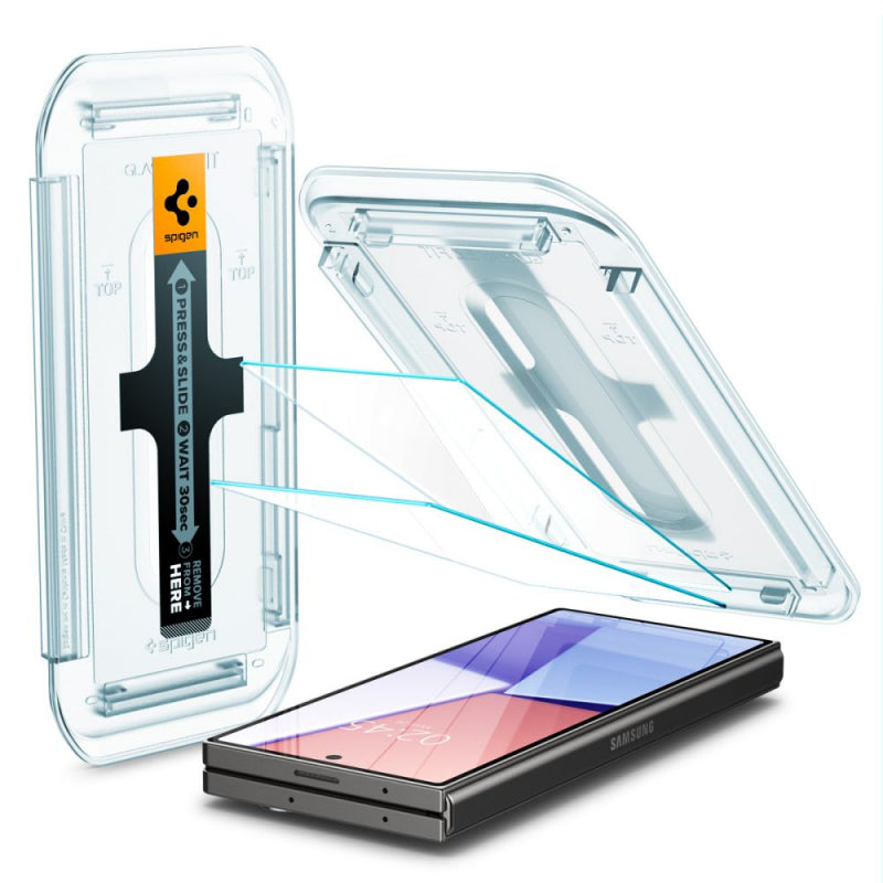 Folie de protectie Ecran Spigen EZ FIT pentru Samsung Galaxy Z Fold6 F956, Sticla Securizata, Full Glue, Set 2 bucati, 2.5D, Ecr