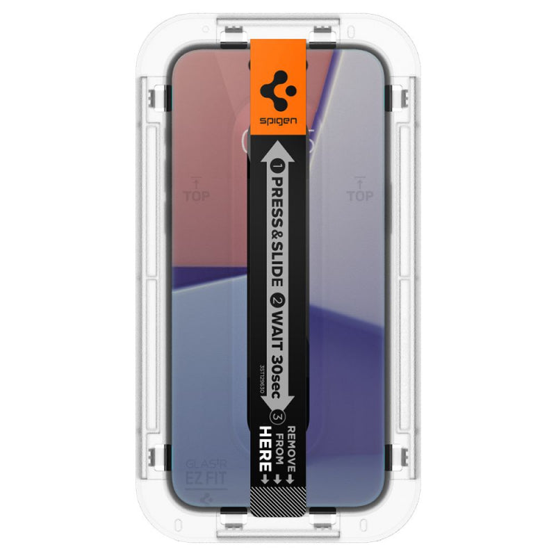 Folie de protectie Ecran Privacy Spigen EZ FIT pentru Apple iPhone 15 Pro, Sticla Securizata, Full Glue, 2.5D AGL07120