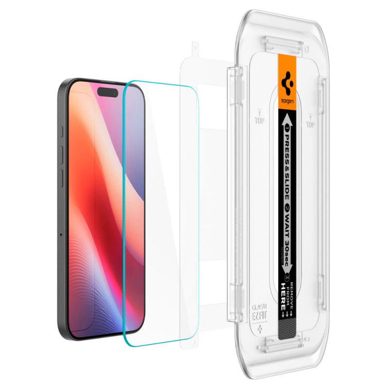 Folie de protectie Ecran Spigen EZ FIT pentru Apple iPhone 16 Pro, Sticla Securizata, Full Glue AGL07935