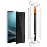 Folie de protectie Ecran Privacy Spigen EZ FIT pentru Samsung Galaxy S25 Ultra S938, Sticla Securizata, Full Glue, Set 2 bucati