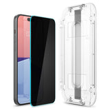 Folie de protectie Ecran Privacy Spigen EZ FIT pentru Apple iPhone 15 Pro, Sticla Securizata, Full Glue, 2.5D AGL07120