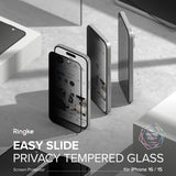 Folie de protectie Ecran Privacy Ringke Easy Slide pentru Apple iPhone 16 Pro Max, Sticla Securizata, Full Glue, Set 2 bucati