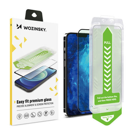 Folie de protectie Ecran WZK pentru Apple iPhone 14 Pro, Sticla Securizata, Full Glue, Cu Rama Ajutato