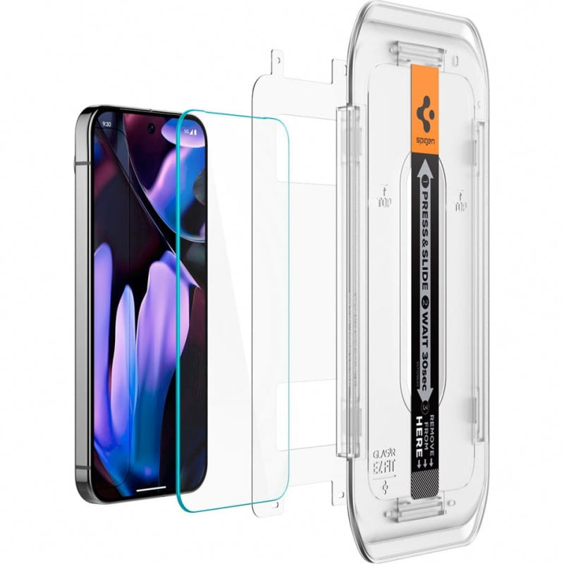 Folie de protectie Ecran Spigen EZ FIT pentru Google Pixel 9 Pro XL, Sticla Securizata, Full Glue, Set 2 bucati