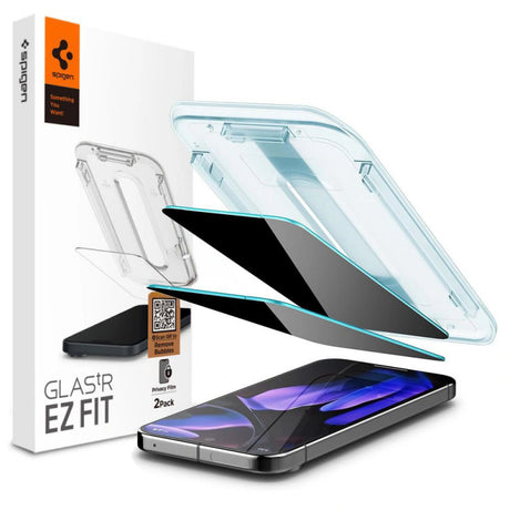 Folie de protectie Ecran Privacy Spigen EZ FIT pentru Google Pixel 9 Pro XL, Sticla Securizata, Full Glue, Set 2 bucati