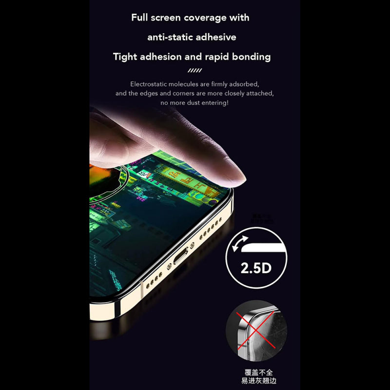 Folie de protectie Ecran Anank Anti-Fingerprint pentru Apple iPhone 14 Pro, Sticla securizata, Full Glue, 2.5D