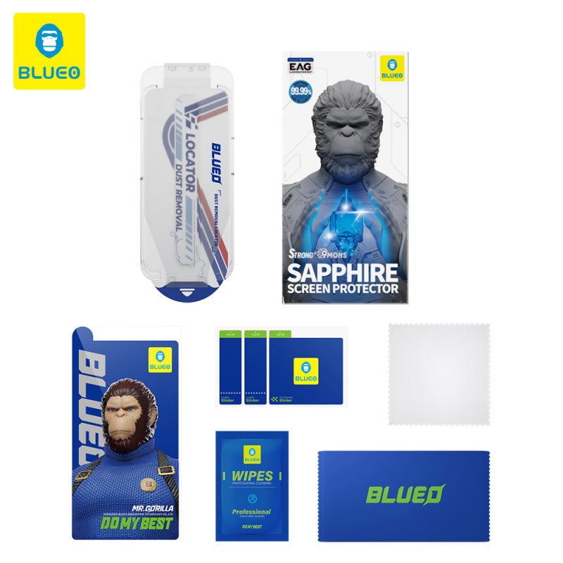 Folie de protectie Ecran Blueo Sapphire Applicator Pro pentru Apple iPhone 16 Pro, Sticla securizata, Full Glu