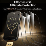 Folie de protectie Ecran ESR Corning UltraFit pentru Apple iPhone 17 Pro, Sticla Securizata, Full Glue, Set 3 bucati