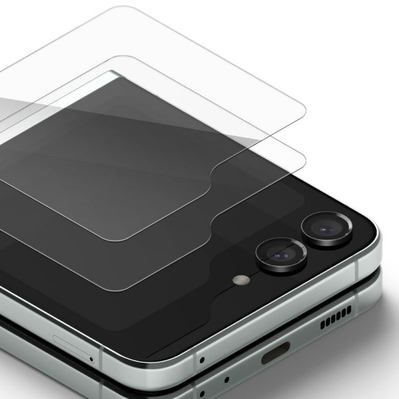 Folie de protectie Ecran Exterior Ringke pentru Samsung Galaxy Z Flip5 F731, Sticla securizata, Full Glue, Set 2 bucati