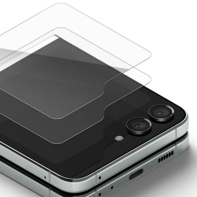 Folie de protectie Ecran Exterior Ringke pentru Samsung Galaxy Z Flip5 F731, Sticla securizata, Full Glue, Set 2 bucati