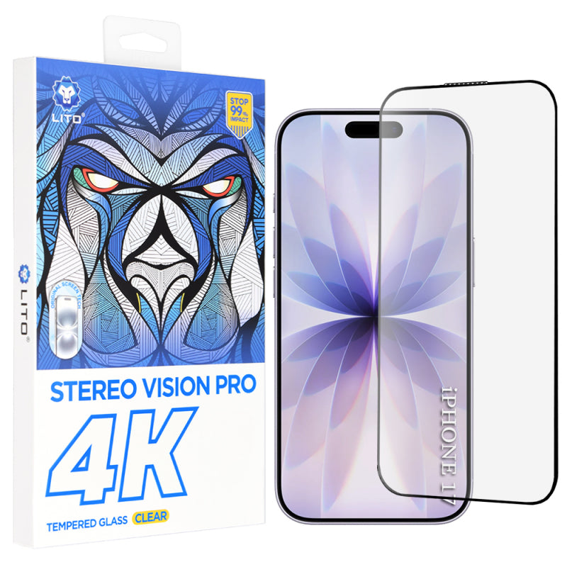 Folie de protectie Ecran Lito D+ Max 4K pentru Apple iPhone 17 / 16 Pro, Sticla Securizata, Full Glu
