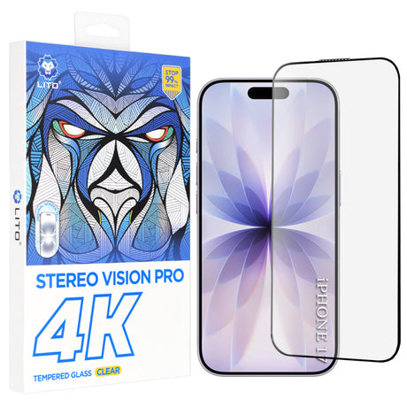 Folie de protectie Ecran Lito D+ Max 4K pentru Apple iPhone 17 / 16 Pro, Sticla Securizata, Full Glu