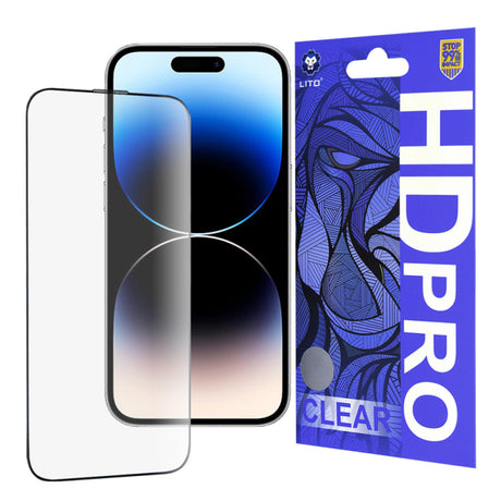 Folie de protectie Ecran Lito HD Pro Clear pentru Apple iPhone 14 Pro, Sticla securizata, Full Glu
