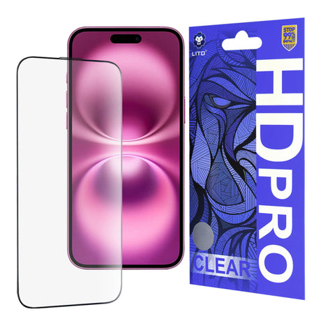 Folie de protectie Ecran Lito HD Pro Clear pentru Apple iPhone 16 Plus, Sticla securizata, Full Glu