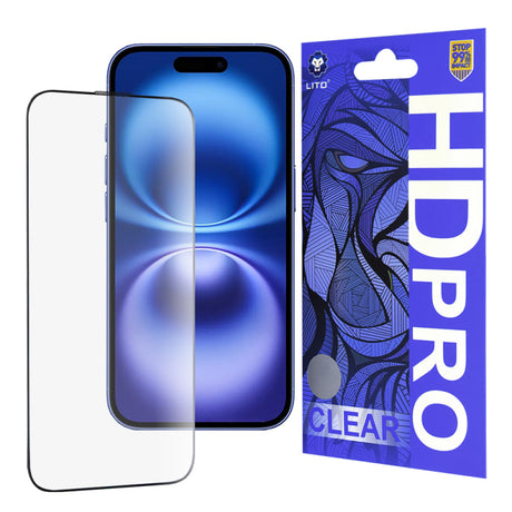 Folie de protectie Ecran Lito HD Pro Clear pentru Apple iPhone 16, Sticla securizata, Full Glu