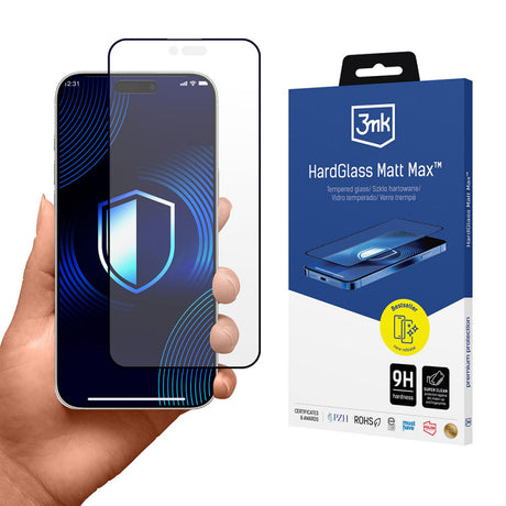 Folie de protectie Ecran Matte 3MK HardGlass Max pentru Apple iPhone 17 Air, Sticla Securizata, Full Glu