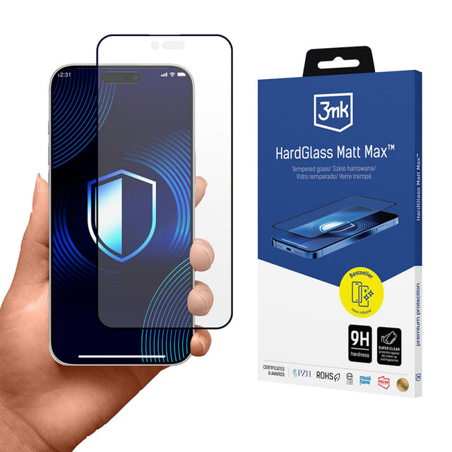 Folie de protectie Ecran Matte 3MK HardGlass Max pentru Apple iPhone 17 Air, Sticla Securizata, Full Glu