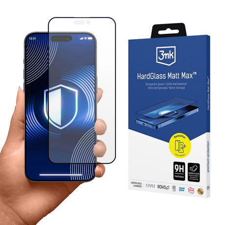 Folie de protectie Ecran Matte 3MK HardGlass Max pentru Apple iPhone 17 Pro, Sticla Securizata, Full Glu